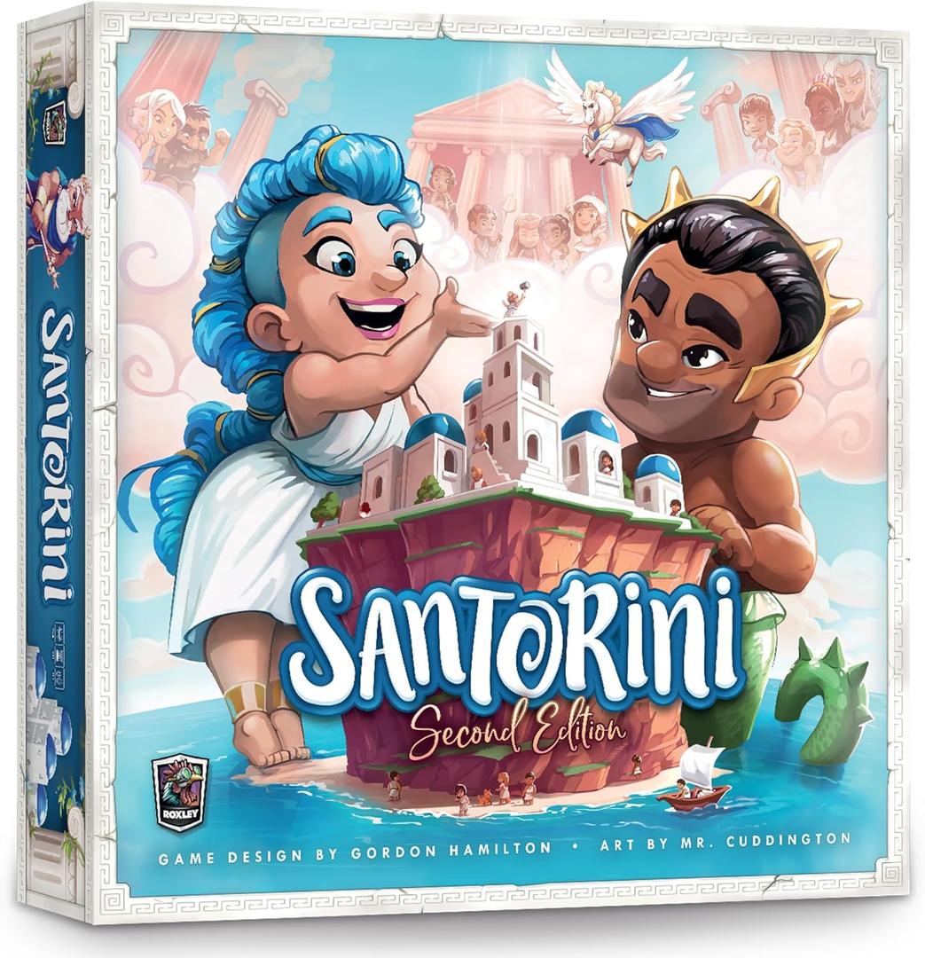 Santorini: Second Edition Board Game 24 Player Greek Strategy Game with 3D Towers & God Powers