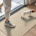 LEKEEPGO Door Mat 17"x29", Non Slip Door Mat Indoor Entrance, Rubber Backing Indoor Door mats Washable Absorbent Low-Profile Doormat Front Entryway Entry Resist Dirt Inside Door Mats, Khaki