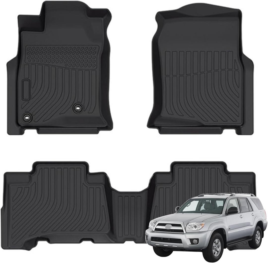 Priprilod Floor Mats Custom Fit for Toyota 4Runner 4th Gen 2003-2009(5-Seat Model), All Weather TPE Floor Liners 3D Laser Measured Heavy Duty Waterproof Non-Slip 1st & 2nd Row 3PCS