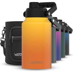 WATERSY 2/3 Gallon Water Bottle Insulated(Cold for 48 Hrs),BPA Free&Leak Proof,87oz Stainless Steel Water Jug/Flask,Big thermo,Large Water Bottle with Handle for Gym,Hiking,Camping,Yellow