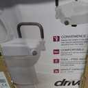 Drive Medical 2-in-1 Raised Toilet Seat with Removable Padded Arms - Elevated Bathroom Safety Support - Secure Locking Attachment - Easy Height Assistance - Durable Construction, Standard Toilets