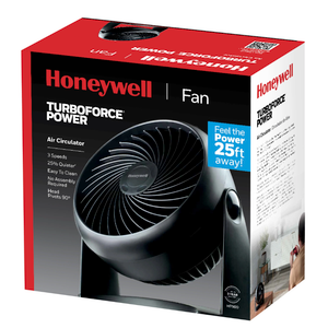 Honeywell HT-904 TurboForce Tabletop Air Circulator Fan, Small, Black – Quiet Personal Fan for Home or Office, 3 Speeds and 90 Degree Pivoting Head