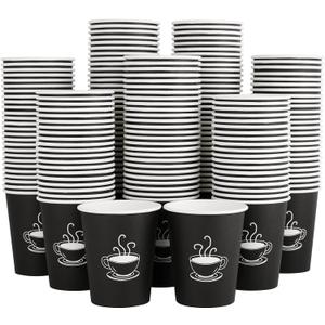 360 Pack 8 oz Paper Coffee Cups, Disposable Black Paper Cups for Hot Beverage, Drinking Water, Used for Cafes, Offices and Events