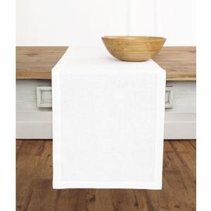 Solino Home White Table Runner 132 Inches Long - 100% Pure Linen Extra Long Table Runner 14 x 132 Inch for Spring, 4th of July, Memorial Day, Father's Day, Summer - Fete