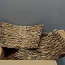 28in Christmas Tree Collar - Woven Hyacinth Tree Collars for Artificial Trees - Rattan Rustic Farmhouse Basket for Tree Base Cover with Cord Cut-Out for 6ft 7.5ft Tree (Brown)