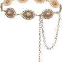 YGR Western Belts for Woman Cowgirl Metal Concho Chain Belts for Dresses Jeans Trousers Country Concert Outfit (Length 45" (28"+extended chain 17"), Bronze02)