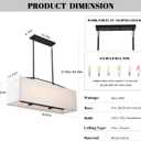 Dining Room Light Fixture Black Chandelier for Entryway 7-Light Large Linear Rectangle Island Lighting White Fabric Kitchen Pendant Light for Kitchen Bedroom Foyer Living Room, D9073L-7-B+F1