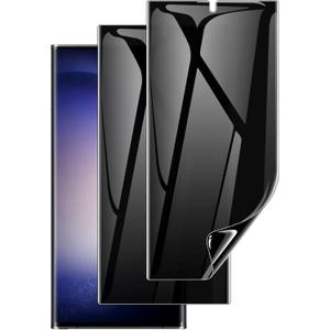 LYWHL 2 Pack for Samsung Galaxy S23 Ultra Privacy Screen Protector [Not Glass], Anti-Spy Full Adhesive Flexible Film for Galaxy S23 Ultra 6.8, Compatible Fingerprint - Black