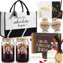 12 Pcs Wedding Honeymoon Gifts for Couple Mr Mrs Bridal Shower Engagement Gifts with Glass Adventure Book Scrapbook Passport Holder Baggage Tags Jar Tote Bag