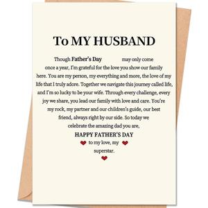 6 x Funny Fathers Day Card for Husband, Father's Day Card Gift from wife, Fathers Day Decoration for Husband