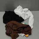 3 Pack Girls Long Sleeve Shirts Ribbed Knit Cotton Layering Tops Slim Fit Crewneck Casual Undershirts (11-12 Years, Black, White, Brown)