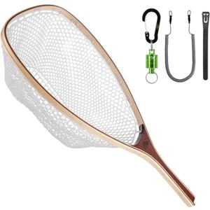 SF Fly Fishing Landing Net Soft Rubber Mesh Trout Net Catch and Release Net, Square Head