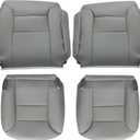 NLQR Driver and Passenger Side Bottom & Back Seat Covers Replacement Leather Gray Compatible with Chevy Silverado Tahoe Suburban GMC Sierra Yukon 1995 1996 1997 1998 1999