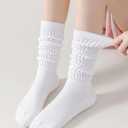 WANDER Womens Slouch Socks Soft Thin Lightweight Anti-blister Cotton Sock Girls Retro Scrunch Boot Socks Size 5-11 (S)