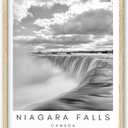 HesenDot 12x16in Niagara Falls Framed Wall Art, Black and White Waterfall Canvas Print, Modern Iconic Nature Photo Poster Wall Decor for Living Room Bedroom Study Home Office Gallery, Pack of 1