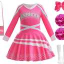 Girls Cheerleader Costume Cheerleading Outfit Dress Kids Movie Halloween Dress Up Birthday Party with Accessories