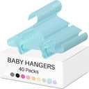 Hsei Nursery Hangers with Clips for Kids Baby Pants Hangers 40 Newborn Plastic Hanger with 80 Clip for Closet Toddler Clothes Coat Skirts Socks (Sky Blue, 120 Packs)