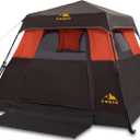 3/4 Person Camping Tent with 1 Door, 4 Windows, and Upgraded Ventilation Instant Setup, Waterproof, 8'x 8'x 67''Oxford Fabric Floor Pop Up in 60 Seconds Includes Rainfly and Backpack