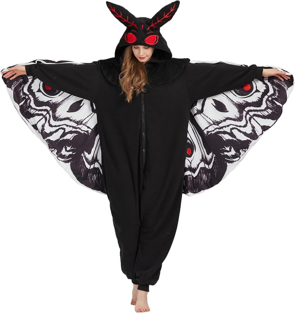 Mothman Onesie Pajamas Mothman Costume Adult Halloween Onesie Christmas Cosplay Unisex Party Costume, XL