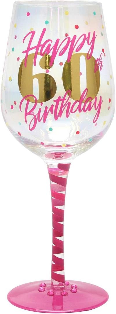 Top Shelf Decorative 60th Birthday Wine Glass, For Red or White Wine, Unique Gift Idea Top Shelf Decorative 60th Birthday Wine Glass, For Red or White Wine, Unique Gift Idea