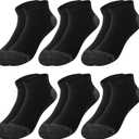 BAMBOO COOL Men's Ankle Socks Athletic Low Cut Heel Tab Cushioned Moisture Wicking, Running Arch Support Breathable, 6 Pack Black (Black, S)
