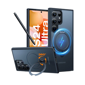 TORRAS 360 Spin Magnetic Stand for Samsung Galaxy S24 Ultra Case [Fit for Magsafe] Military Grade Shockproof Slim Protective S24 Ultra Case with Kickstand & Ring Holder, Ostand 360 Spin, Black