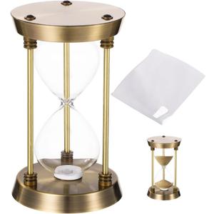 Empty Hourglass, Vintage Bronze Fillable Sand Timer with Hourglass Paper, Decorative Hourglass Timer with Alloy Frame and Glass, DIY Clock Frame Without Sands for Wedding Home Decor