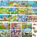 Chivao 18 Pack 30 Pieces Kids Puzzles Ages 3-5 Wooden Jigsaw Puzzles Ages 4-8 Preschool Educational Learning Toys Set for Toddler Kids Boys and Girls Brain Teaser Christmas Boards Gifts