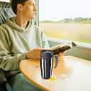 Oggi Commuter Travel Mug 14oz - Insulated Coffee Mug, Thermal Stainless Steel with Easy Grip Tumbler Handle - Black