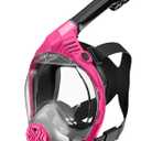 Full Face Snorkel Mask- Snorkeling Gear for Adults with Safe Dry Top Breathing System, Latest Foldable Panoramic View Snorkeling Mask for Men and Women, Anti Fog Anti Leak (Small-Medium, Pink)