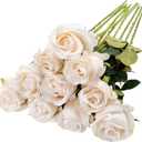 Nubry Artificial Silk Rose Flower Single Stem Lifelike Vintage Fake Rose for Wedding Bouquet Floral Arrangements Home Party Centerpiece Decoration, 10pcs (Vintage Ivory)