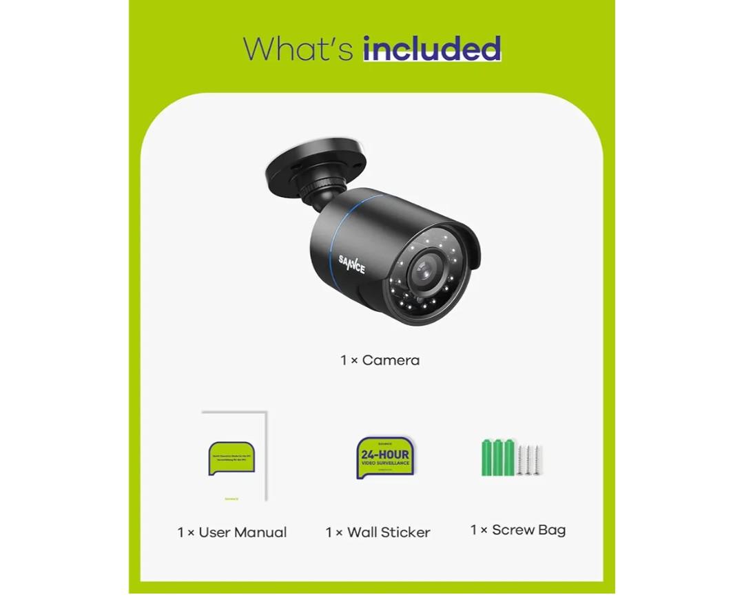 SANNCE 1080P Security Camera AHD/TVI/CVI/CVBS 4-in-1 CCTV Camera IP66 Weatherproof Analog CCTV Surveillance Bullet Camera Indoor Outdoor, 100ft Night Vision, No Power Supply and Cable, Only A Camera