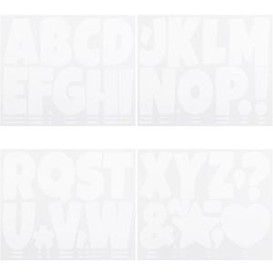 10 x 4 Inch Large Letter Stickers,117 Pieces Self Adhesive Cute Alphabet Sticker for Mailbox, Door, Truck and Outdoor, Waterproof Vinyl Symbol Stickers for DIY12 Sheets White