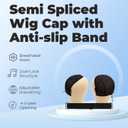Adjustable Wig Cap with Anti-Slip Elastic Band Set, Breathable U Part Wig Cap with Drawstring, Semi Spliced Caps with Silicone Band for Lace Front & Closure Wigs All-Day Secure (4×4 in)