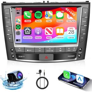 [4G+64G] Android Car Stereo for Lexus IS250 IS300 IS350 2006-2012 Radio with Wireless Carplay Android Auto, Hodozzy 9 inch Touch Screen with Mirror Link, Bluetooth, WiFi, DSP, FM/RDS Radio