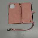 Defencase Compatible with iPhone 15 Pro Max Case Wallet with RFID Blocking Card Holder for Women Men, PU Leather Magnetic Snap Flip Zipper Strap Wallet Phone Case Fit for iPhone 15 Pro Max, Rose Pink