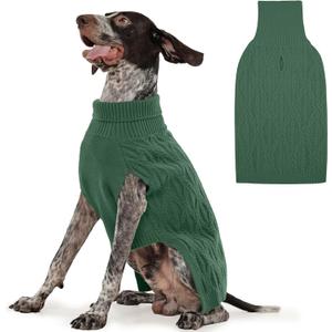 FUAMEY Dog Sweaters for Extra Large Dogs,Cold Weather Dog Knitwear,Thick Warm Dogs Turtleneck,Pet Pullover Cable Sweater,Pets Winter Clothes for Labrador,Golden Retriever Green XL