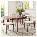 COLAMY Wooden Dining Chairs Set of 4, Modern Fabric Upholstered Kitchen Side Chairs, Farmhouse Dining Room Chair with Foot Pegs, Beige