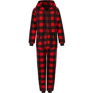 Kidukso Adult Check Onesie Pajamas Comfy Christmas Jumpsuit Zipper Sleepwear Family Matching loungewear for Women Men