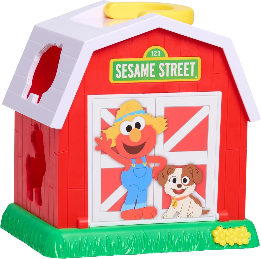 Sesame Street Elmo's Learn & Sort Barn with Music and Sounds, 6-pieces, Teaches Toddlers Shapes, Sounds, and Problem-Solving Skills, Toy for Girls, Boys, Kids, Ages 2 and Up by Just Play, Kids Toys for Ages 2 Up by Just Play