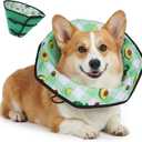 Soft Dog Cone Collar After Surgery: Foldable Long Comfortable Comfy Fabric Recovery Shame Elizabethan Stop Licking  Dogs (Green, L) (L(Neck:12.2"-15.75"/Depth:10.24"))