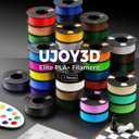 UJOY3D 10kg Elite PLA+ 3D Printer Filament Bundle, 10 Color Pack 3D Printing Filament 1.75mm, 1kg Spool 10 Pack, Black+Jade White+Cream White+Grey+Red+Cobalt Blue+Green+Orange+Yellow+Beige Skin