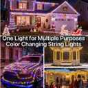 Christmas Lights, 206FT 600LED Outdoor String Lights Plug in, Waterproof Twinkle Fairy Light, Color Changing, 11 Lighting Modes, Timing, for Party House Yard Bedroom- Warm to Multicolor