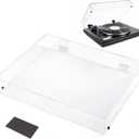 Acrylic Turntable Dust Cover Clear Stereo Turntable Dust Cover Protector with 4 Shock Absorbing Rubber Particles and a Shock Absorbing Pad, Compatible for AT-LP120XUSB