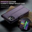 AUPAI for iPhone 14 Wallet Case with Credit Card Holder, PU Leather RFID Blocking Folio Flip Kickstand Magnetic Clasp Protective Phone Cover for Women Men 6.1 Inch Purple