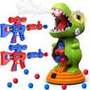 BAODLON Dinosaur Shooting Toys for Boys 4 5 6 7 8 Years Old, Movable Electronic Scoring Target Game with 2 Toy Gun, Spray & Light & Sound, 24 Foam Balls, Christmas Birthday Gift for Kids 3-5, 5-7