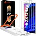 FANGTIAN 3-Pack for Samsung Galaxy S23 Ultra/S22 Ultra Screen Protector [Auto Alignment] - Film for S23 Ultra Screen Protector-[Easy Installation][Fingerprint Compatible][Not Glass][6.8Inch] (Transparent)