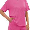 RUBZOOF Women's 2 Piece Sets Short Sleeve Outfits Ribbed Textured Knit Lounge Shorts Set Oversized Tracksuit Matching Sets XL