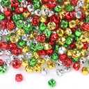 100pcs/ 1in Small Bells for Crafts Tiny Bells and Craft Bells in Bulk Small Jingle Bells for Crafting Christmas Halloween Decorations, 4 Bright Colors Jingle Bell