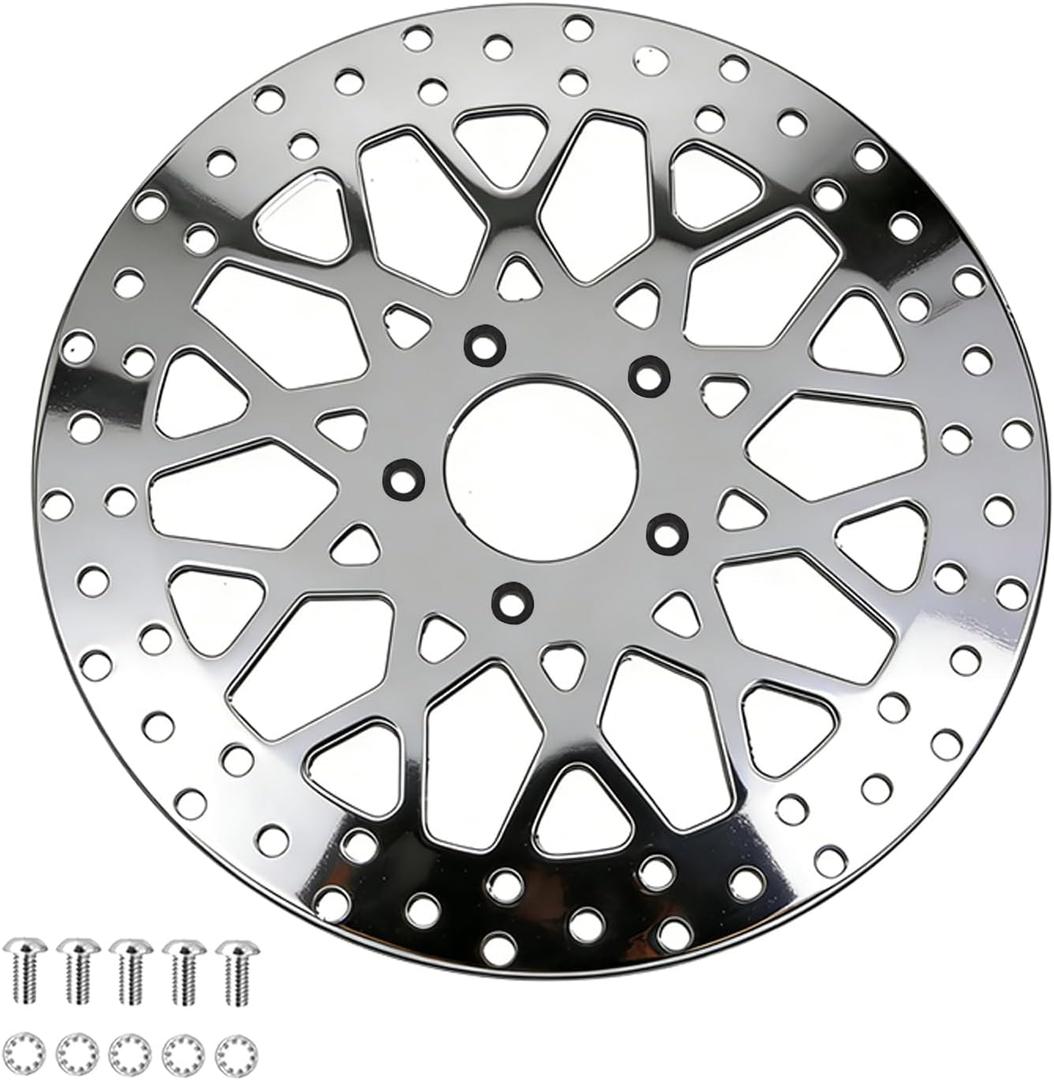 11.5'' Rear Brake Rotor for Harley motorcycle 1984-2020, Compatible with Electra Glide Road King Softail Dyna Sportster 883 1200 Street Glide Road Glide, Mirror Finish Stainless Steel